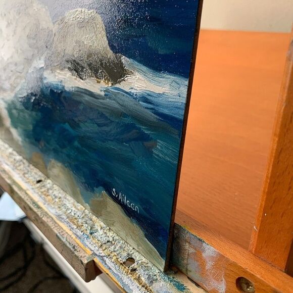 Framed Original Oil Painting Portland Head Lighthouse Seascape Signed 13x15" - Picture 9 of 10